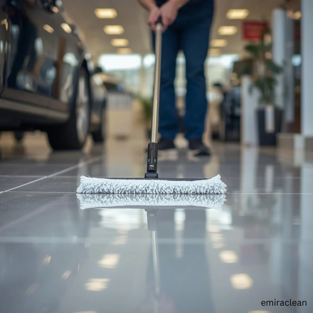 Car Showroom floor and glass deep cleaning service in Dubai