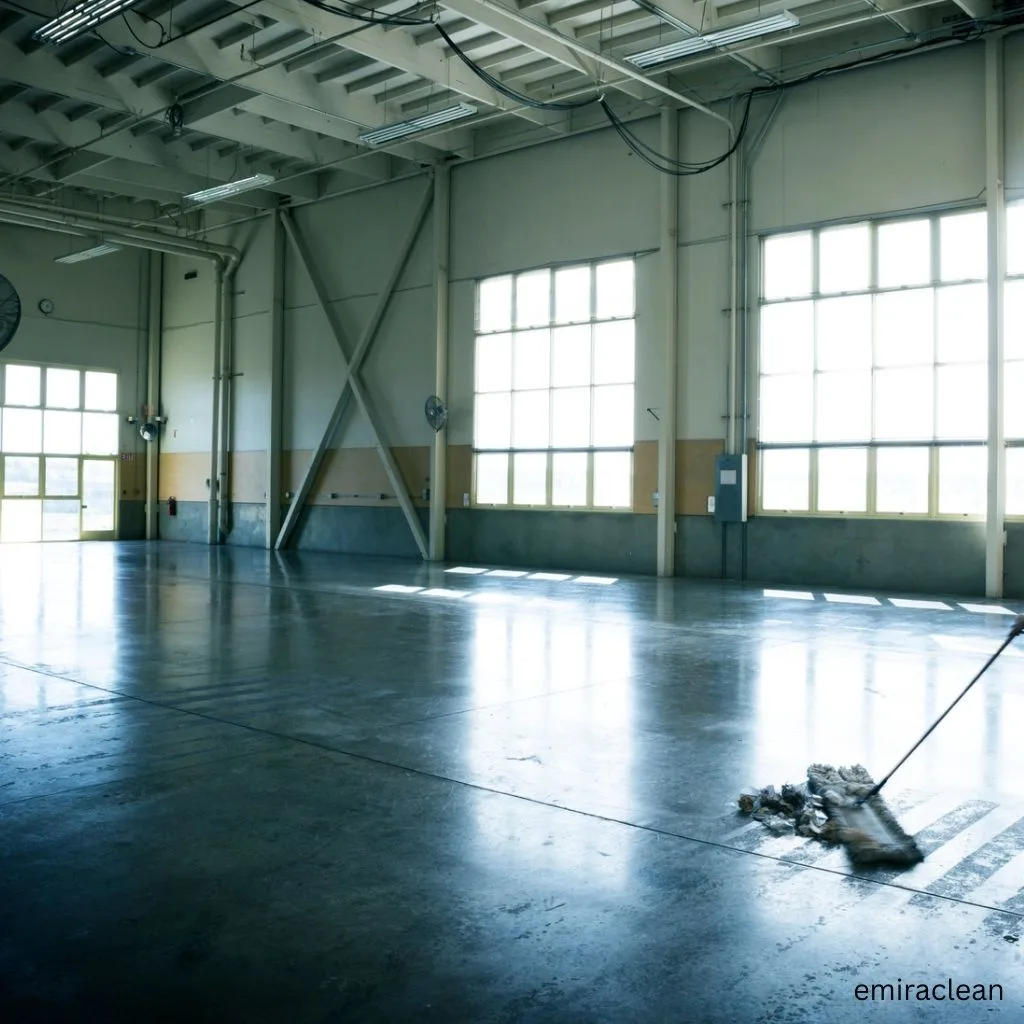 Industrial warehouse deep cleaning service in Dubai using professional equipment